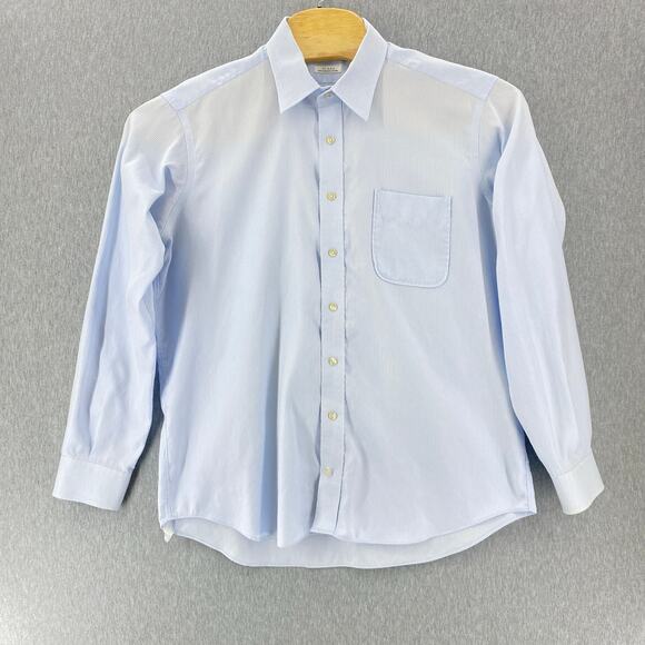 IKE Behar Performance Cotton Dress Shirt Button Down Stripe Cotton Blue 17-36 - Picture 1 of 7